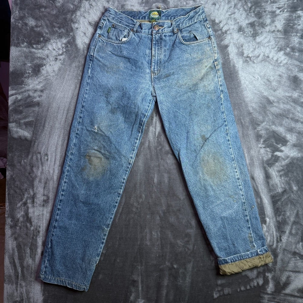 Cabela's Mens Fleece Lined Blue Denim Jeans Size 33x34 Straight Fit